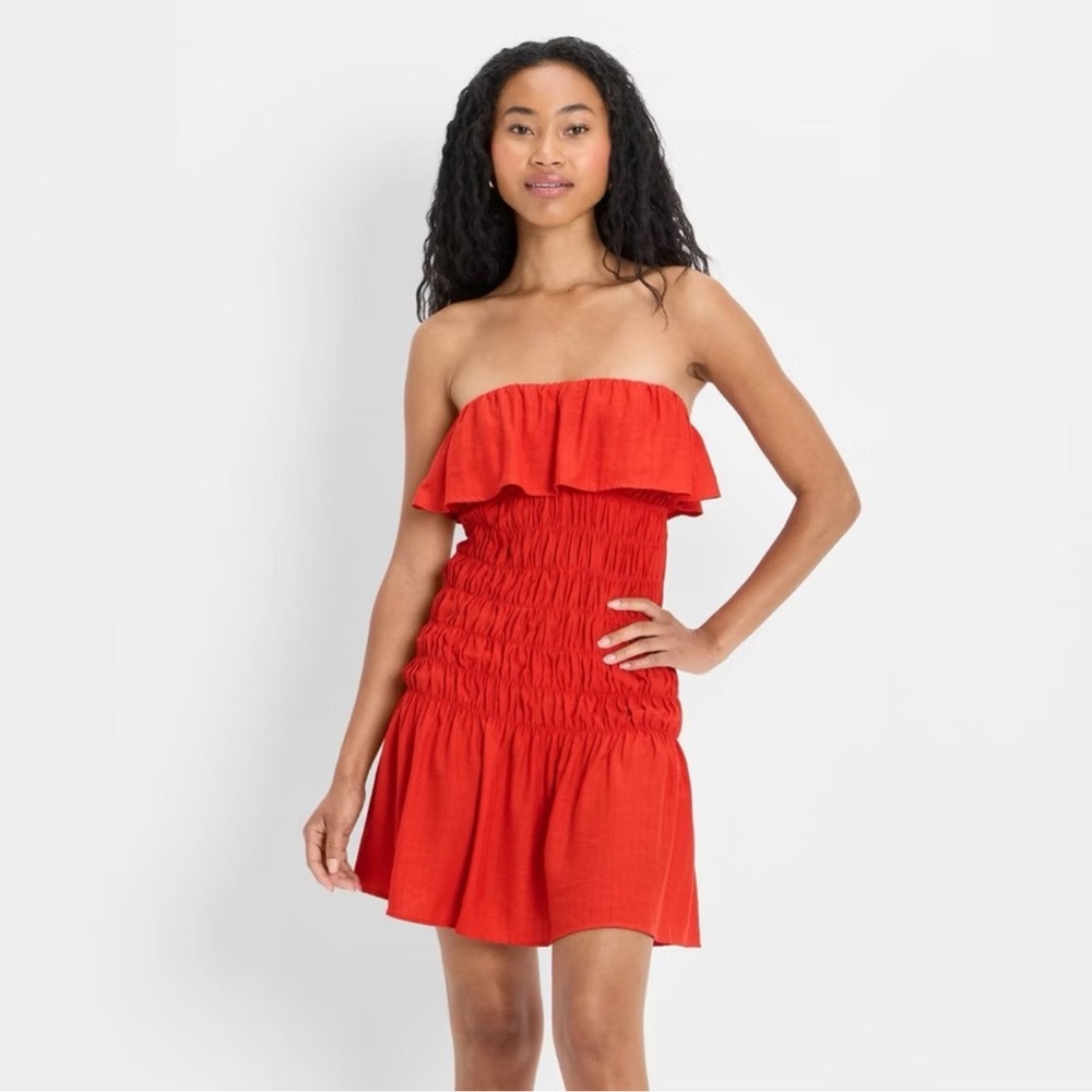 Future Collective Red Ruffle Summer Dress with Removable Straps